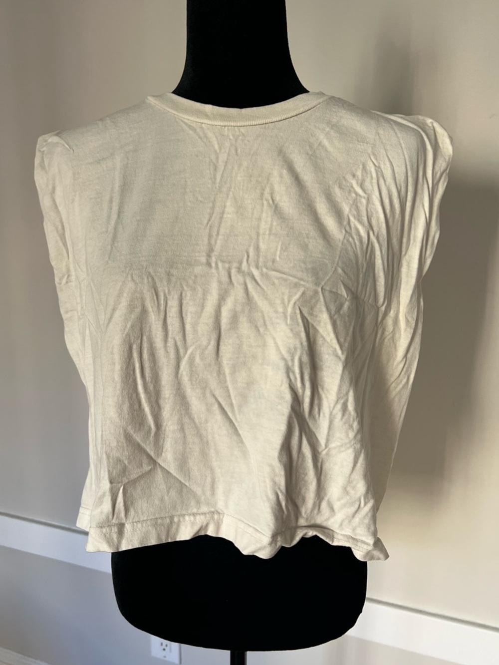American Apparel Women's Cream Beige Sleeveless Cotton Crewneck Tank Top Sz Med